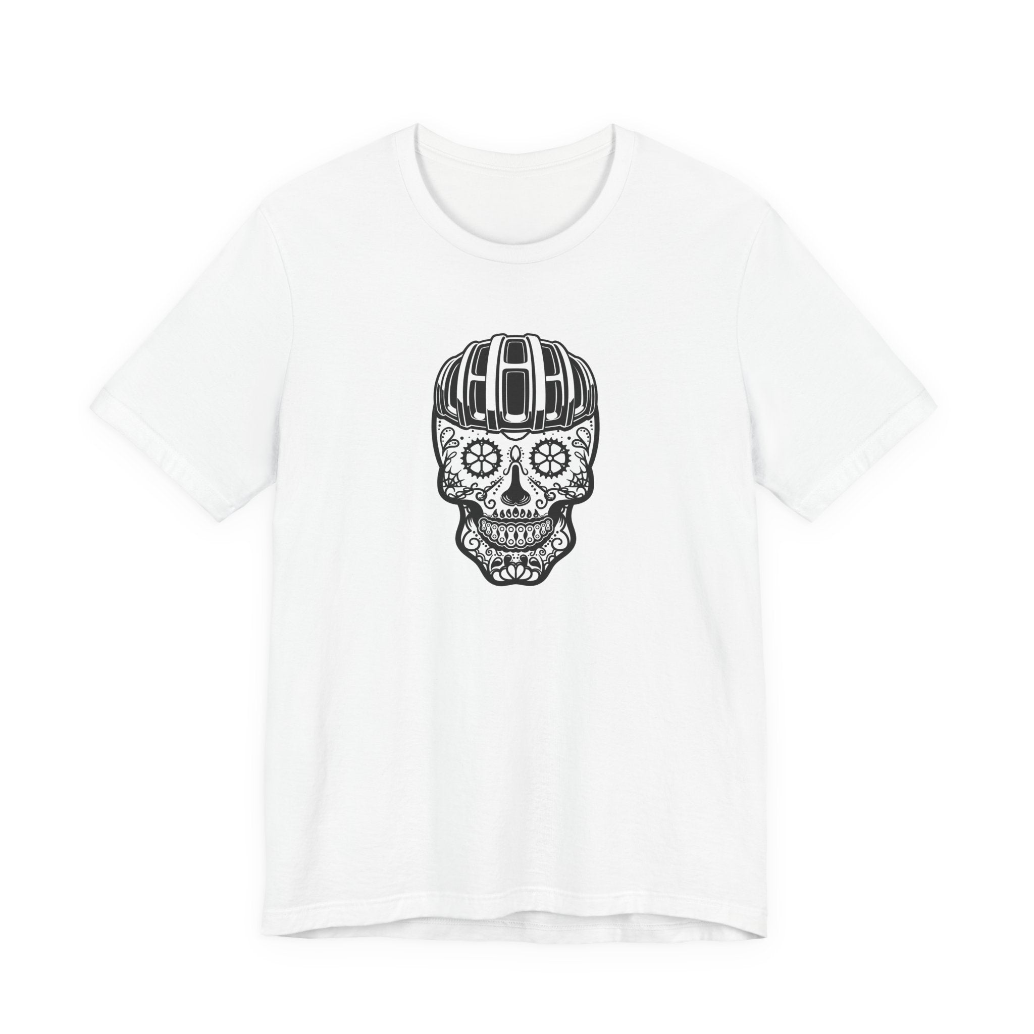 Bike Calavera (Black & White) | Cycling T-Shirt Inspired by Día de los Muertos